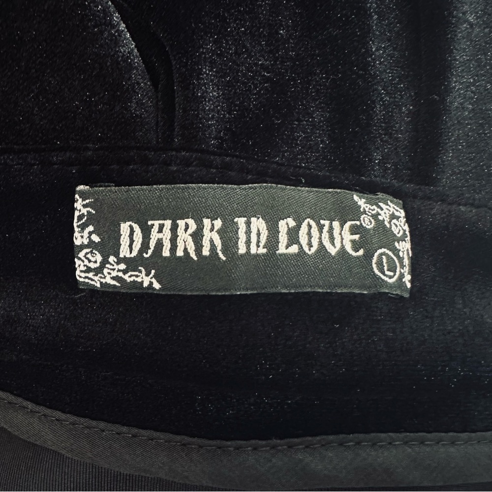 Dark In Love Black Velvet Gothic Mermaid Maxi Skirt with Lace Appliqué - Picture 7 of 9
